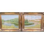 Rashit Habirov (20th century): a pair of untitled landscapes, oil on canvas, 38 by 48cm.