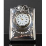 A silver Carrs of Sheffield miniature table clock, boxed.