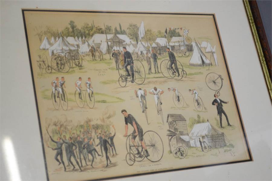 A group of eight bicycle related prints, some comical examples. - Image 4 of 5