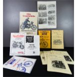 Printed ephemera; motorcycle manuals including Norton, Spares catalogues etc.