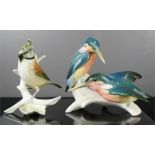 Two Karl Ens porcelain birds; including a Kingfisher group.