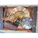 A miscellaneous group to include Wedgwood part tea service, Linchfield, a brass charger, plate, bowl