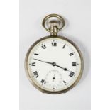 A 19th century silver pocket watch with Roman Numeral dial.