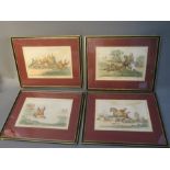 A set of four 19th century comical hunting prints.