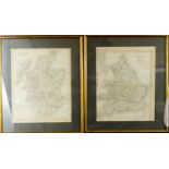 Two maps; England and Scotland, prints, together with a Map of East Riding with latin inscription to