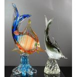 Two large Murano glass fishes.