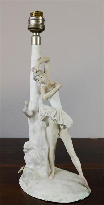 A Lladro lamp base in the form of a ballerina.
