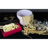 A quantity of jewellery, some boxed, including some pearl necklaces.