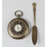 A silver bowl, Birmingham, silver pocket watch and knife.