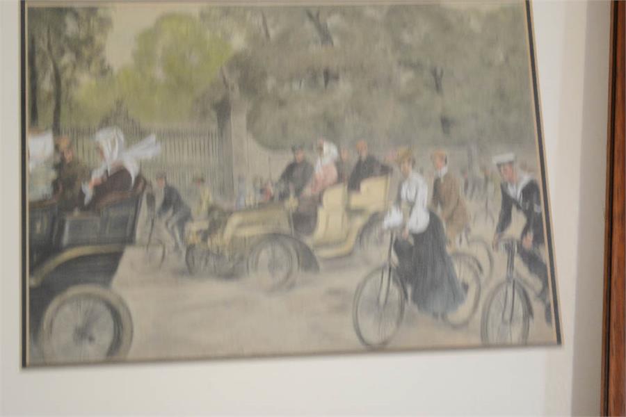 A group of eight bicycle related prints, some comical examples. - Image 5 of 5