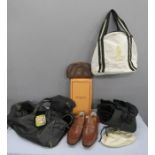 A quantity of bags, including a leather holdall, together with a pair of Barker of London gents