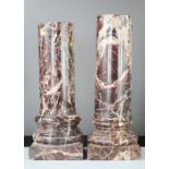 A pair of Grand Tour style Levanto marble columns, 27 and 26cm tall.