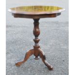 A mahogany inlaid tripod occasional table.