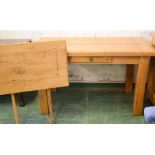 A French oak kitchen table with extra leaf.