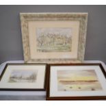 Three pictures including a landscape watercolour.