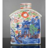 A Chinese early 19th century bottle, hand painted with houses and flowers, 11cm high.