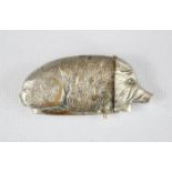 A late 19th / early 20th century silver plated vesta case in the form of a boar.
