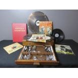 A Football Champions book, group of records and cutlery part service.