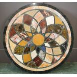 A pietra dura inlaid marble circular table top, 26 inches diameter.