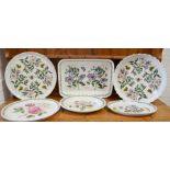 A group of Portmerion The Botanical Garden pattern ceramics including pastry dish, rectangular dish,