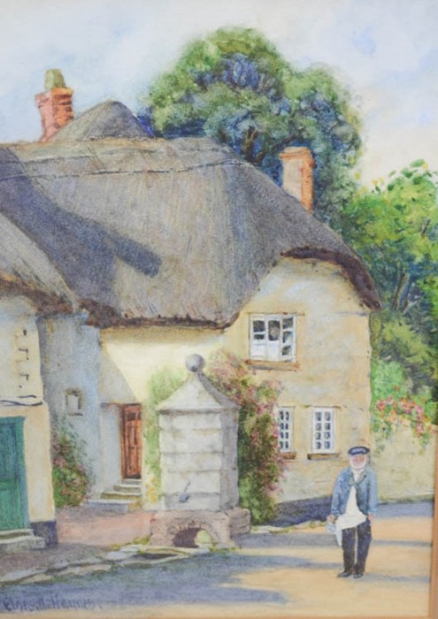 Elsie H Haynes, the Shepherds Cottage, Beer, Devon, watercolour.