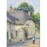 Elsie H Haynes, the Shepherds Cottage, Beer, Devon, watercolour.
