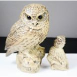 A Poole pottery pair of stoneware owls by B. Linley Adams.