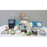 A group of Royal commemorative items, to include: miniature commemorative ceramics, boxed glasses,