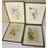 A set of four etching depicting Spaniards on horseback.