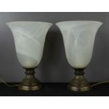 A pair of David Hunt table lamps, of marble urn form, 34cm high.