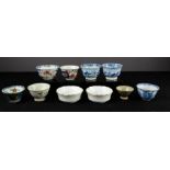 A group of ten Chinese tea bowls, some 19th century, in differing styles and forms.