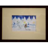 Raymond Briggs (20th century): The Snowman, original study with acetone overlay in ink, signed.