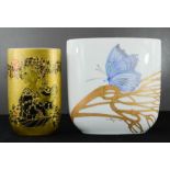 Rosenthal vases; one signed by the artist and depicting butterflies, 20cm high, the other by