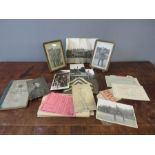 A group of military photographs, ration books and an arm badge.
