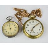 A Combat pocket watch and fob, and a silver ladies pocket watch circa 1900.