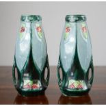 A pair of Art Nouveau German vases in the Eichwald style, 15½cm high.