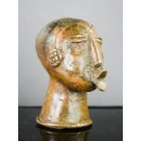 A tribal Kwele bronze head.