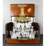 A 19th century boxed decanter set, comprising two cut glass decanters, glasses, an interior