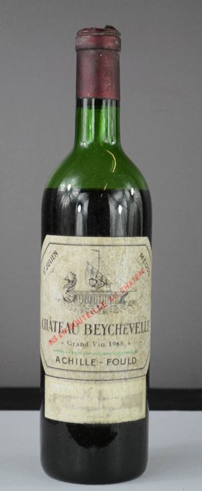 Achille-Fould Chateau Beychevelle Grand Vin 1968 red wine.