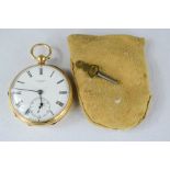An 18ct gold cased pocket watch by J.W. Benson of London, with chased decoration verso, and having a