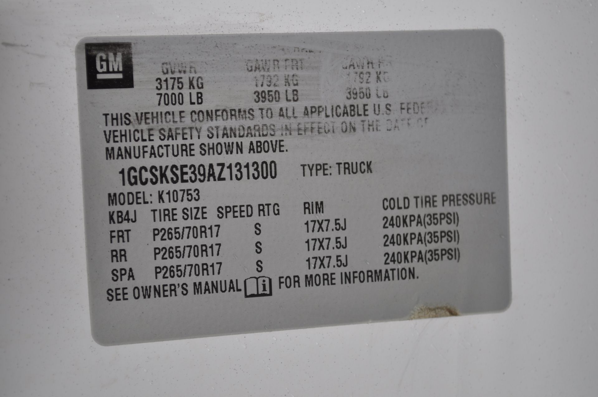 2010 Chevrolet 1500 ext cab pickup, gas, 4x4, auto, 207,342 miles, VIN 1GCSKSE39AZ131300 - Image 9 of 11