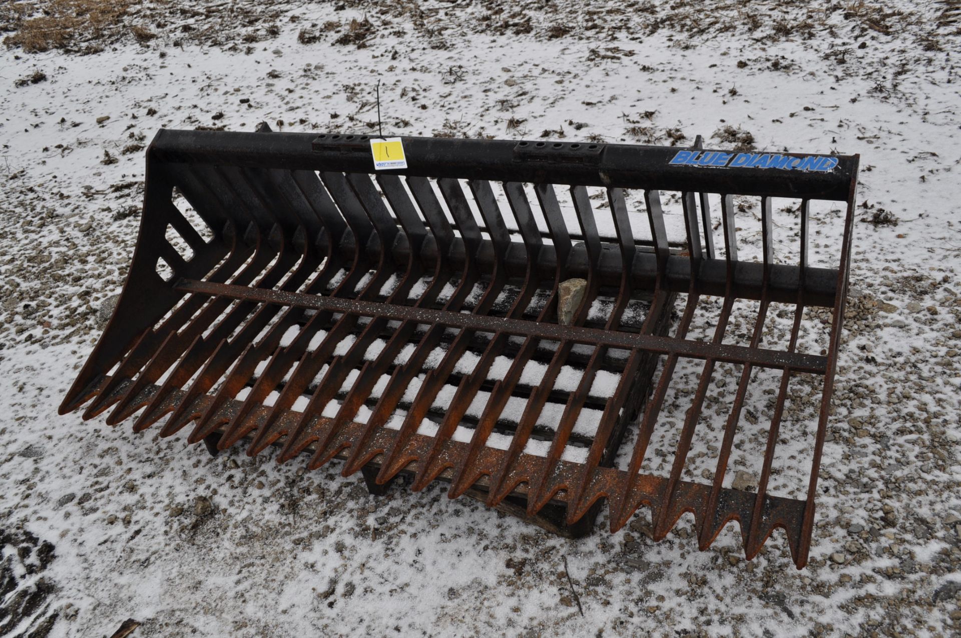 72" Blue Diamond rock bucket, 3 1/4" teeth spacing, skid loader attachment