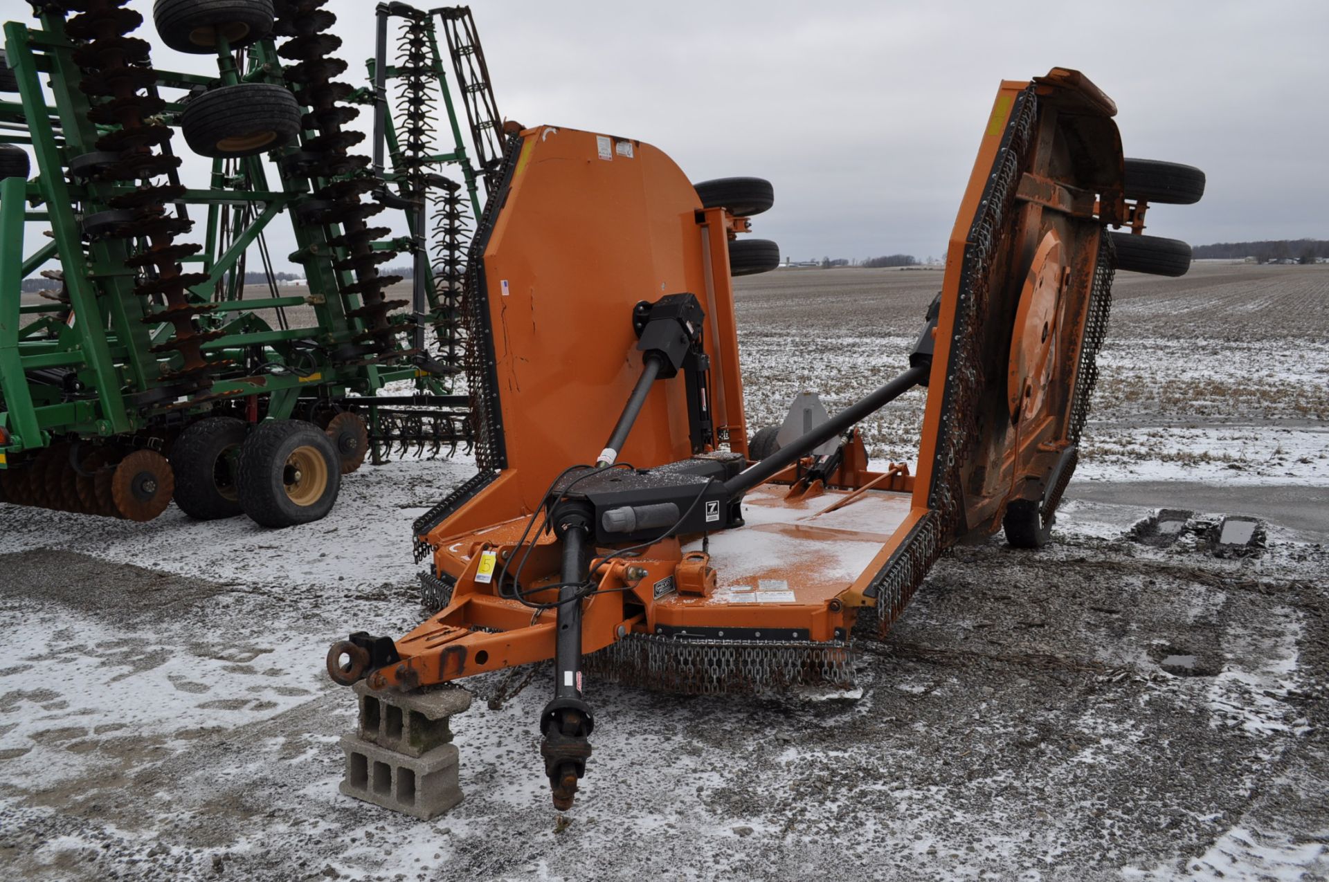 20’ Woods BW240 HDQ rotary mower, stump jumpers, airplane tires, hyd fold, front and rear