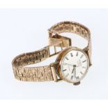 Rotary 21 jewel automatic wristwatch with 9ct yellow gold textured strap,