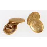 Pair of 15ct gold oval cufflinks. 7.