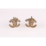 Pair of Chanel gold entwined 'C' earrings, 14K, 3.5g. Condition Report No hallmarks.