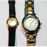 Lady's watch, '18k', and another, quartz, boxed.