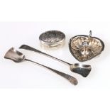 Pair of silver shovel salt spoons, probably George Smith c.