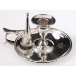 Silver chamber candlestick with gadrooned edges, monogrammed, by S. & G.