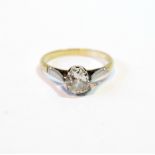 Diamond solitaire ring with old-cut brilliant, approximately .6ct.